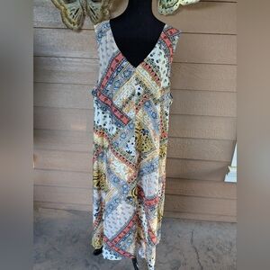 Susan Graver Passport Patchwork Maxi Dress - Red, Blue, Gold